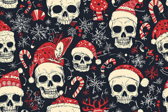Festive Skull Pattern for Holiday Designs