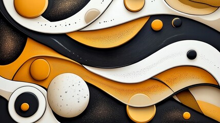 Obraz premium Abstract Gold Black White Wave Pattern Background Design