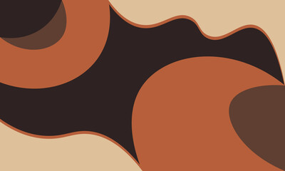 Retro-modern style abstract painting with bright dark brown gradient colors and curved shapes, suitable for modern wall decoration