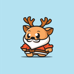 Cute deer Christmas vector Icon Illustration. Animal Nature Flat Cartoon Style