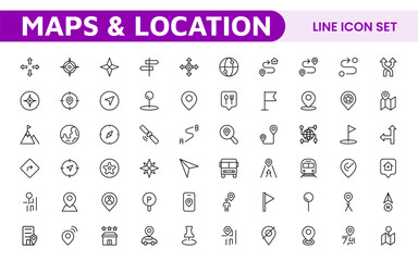 Maps Icon Set. Versatile and visually appealing icons for navigation, location services, and travel apps, designed to enhance user experience and make exploring the world more intuitive and enjoyable.