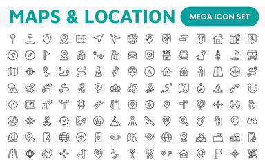 Maps Icon Set. Versatile and visually appealing icons for navigation, location services, and travel apps, designed to enhance user experience and make exploring the world more intuitive and enjoyable.
