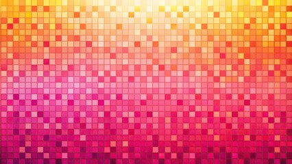 Abstract pixelated background with pink and orange squares in a point of view perspective
