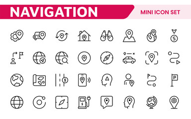 Maps Icon Set. Versatile and visually appealing icons for navigation, location services, and travel apps, designed to enhance user experience and make exploring the world more intuitive and enjoyable.