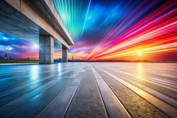 Concrete Background for Product Presentation with Streaks of Light, Ideal for Commercial Use and Showcasing Goods with a Modern Aesthetic and Large Depth of Field