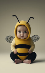Baby wearing a bee costume generated by AI