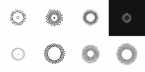 A minimalist logo showcasing a circular pattern of diverse-sized dots, representing connection and interaction, set against a clean backdrop.