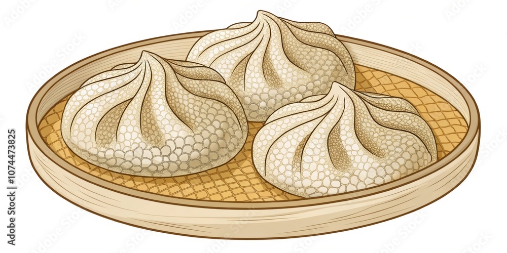 Poster scaly dumpling design a dumpling with a textured surface that mimics the scales of a s with folds th