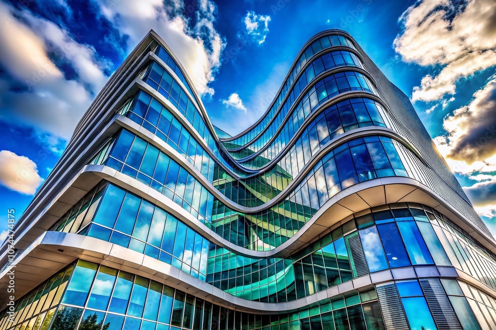 Poster curved architectural marvels: exploring the elegance and innovation of dynamic structures in modern 