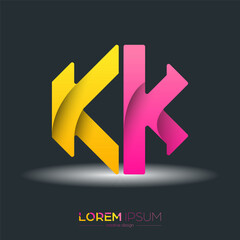 Creative design of the letters K and K. A template for a corporate brand, logo, and business card. A recognizable element of the brand name. The idea of thematic creativity