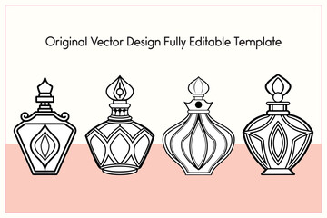 Elegant Line Art Vector Bottle Designs for Perfume and Fragrance