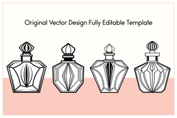 Elegant Line Art Vector Bottle Designs for Perfume and Fragrance