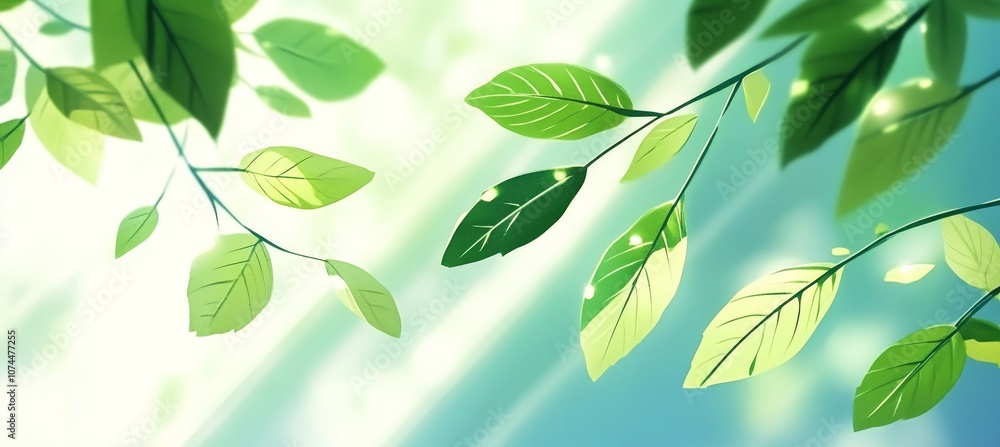 Aufkleber sunlight filters through spring leaves creating a backlit effect of new green foliage