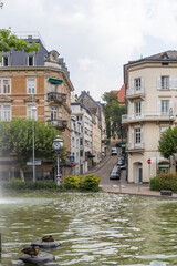 Old historical buildings in Baden Baden along the canal, Germany, 19 Aug 2022