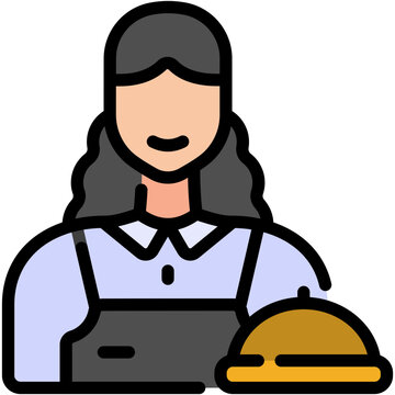 recommend clip art: waitress filled line icon