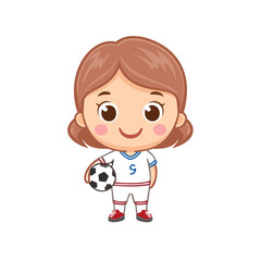 Obraz premium Footballer Cute Worker Work Job Profession Professional Occupation Cartoon Character 