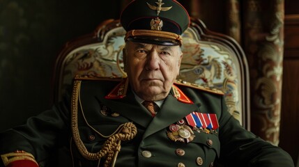 Obraz premium photograph of Military general, fearsome dictator