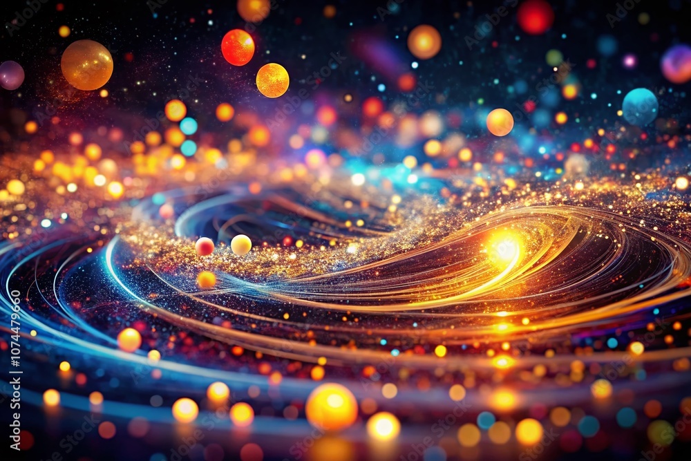 Poster Dynamic Glow of Cosmic Particles in Low Light, Capturing Energy and Chaos, Perfect for Abstract Backgrounds and Visual Effects in Creative Projects