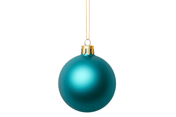 A shiny blue Christmas ornament with a glittering texture, isolated on white background. Concept of holiday decoration.