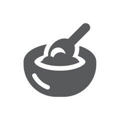 Bowl of breakfast with spoon vector icon. Porridge, cereal or oatmeal symbol.
