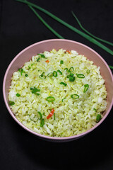 Fried rice or Nasi goreng, traditional frying rice dish from indonesia made of Precooked rice fried in a small amount of oil	
