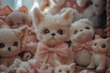 Explore the adorable world of aofthanit cute and cuddly dog and cat dolls in various sizes for every collector