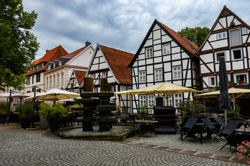 Beautiful building in German city. Walk in Soest, Germany.