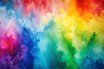 Abstract rainbow watercolor wash background with varying depth of field effect