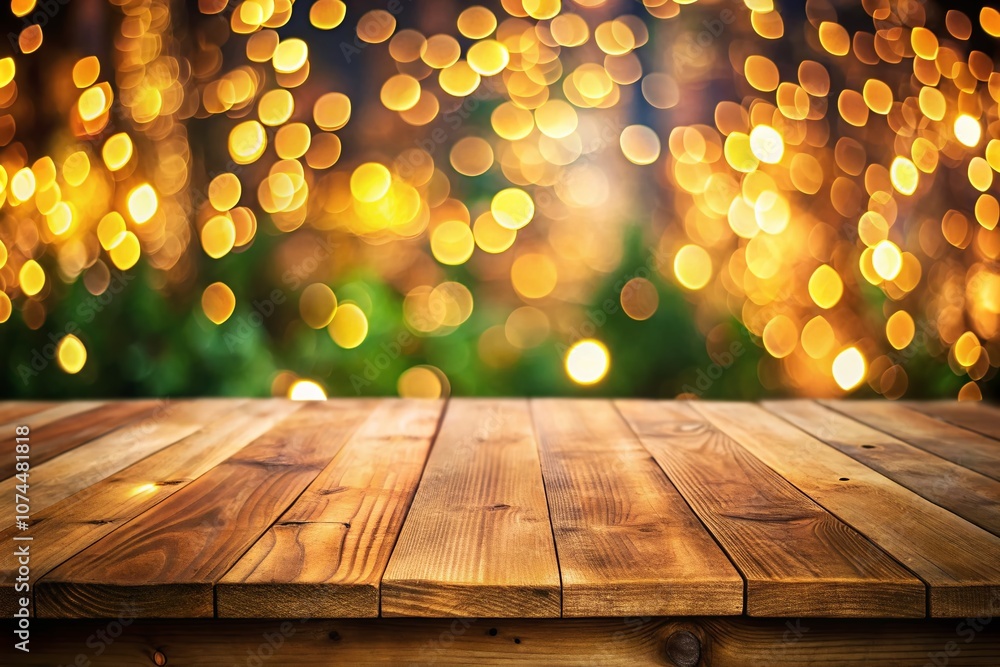 Aufkleber elegant empty tabletop with natural bokeh background for product display in low light photography, i