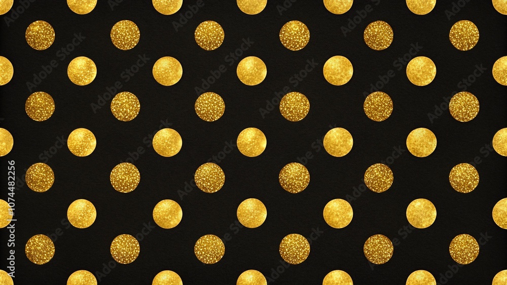 Poster elegant golden glitter polka dots pattern on a dark background for luxurious design projects and cre