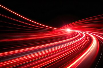 Fototapeta premium Abstract red light trails in the dark background