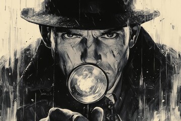  Magnifying glass detective. Generative AI