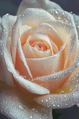 Fototapeta premium Raindrops clinging to the delicate petals of a rose