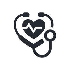 Medical stethoscope and heart pulse icon. Vector illustration.