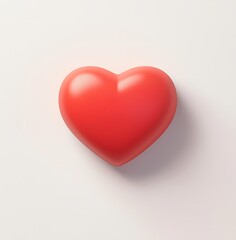 A red heart icon floating on a white background