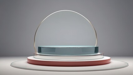  Isolated round podium on a clear backdrop-