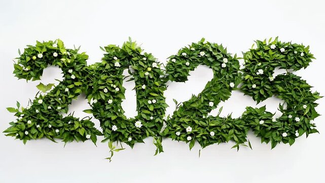 Ivy plant vines forming number 2025 celebration New Year natureinspired design emphasizes growth ecofriendly values Ideal environmental campaigns Year&rsquo;s greetings eco illustration holiday christmas