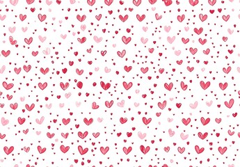 A white background with small pink and red hearts