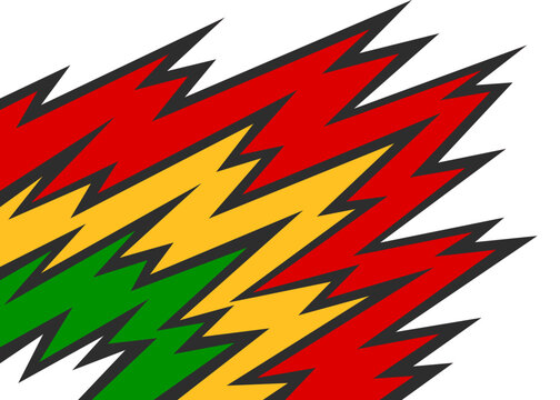 Abstract background with colorful zigzag pattern and with Rastafari color theme