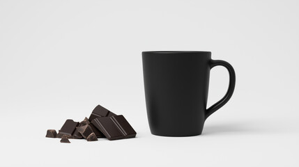 Coffee cup with chocolate on a white background.Cup of espresso.