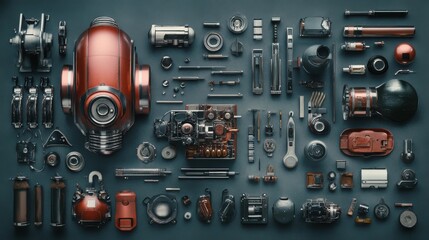 Fototapeta premium Items designed to perform specific technological functions.
