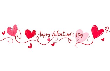 Happy Valentines Day lettering calligraphy with hearts 3d
