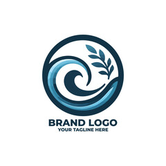minimalist flat logo with a wave inside a circle