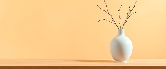 Minimalist Vase on Wooden Surface With Branches