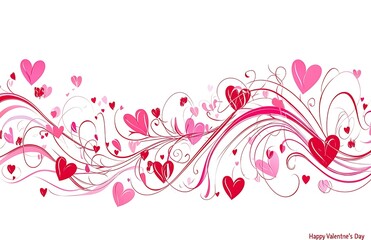 Happy Valentines Day lettering calligraphy with hearts 3d