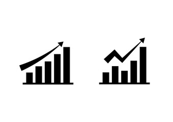 


Stock and investment concept. A bar and upper arrow graph icons on white background. Burish market, profit of wealth, high-risk high return, business growth up.