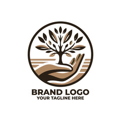 flat logo of a tree with one branch extending into a minimalist hand