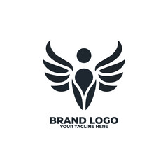 a minimalist flat logo featuring a pair of wings