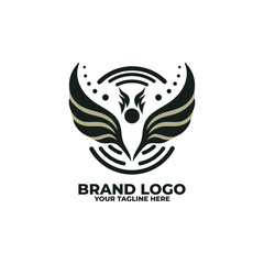 a minimalist flat logo featuring a pair of wings