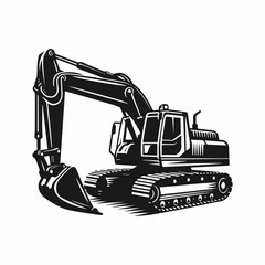 Modern Construction Excavator Icon for Industrial Branding